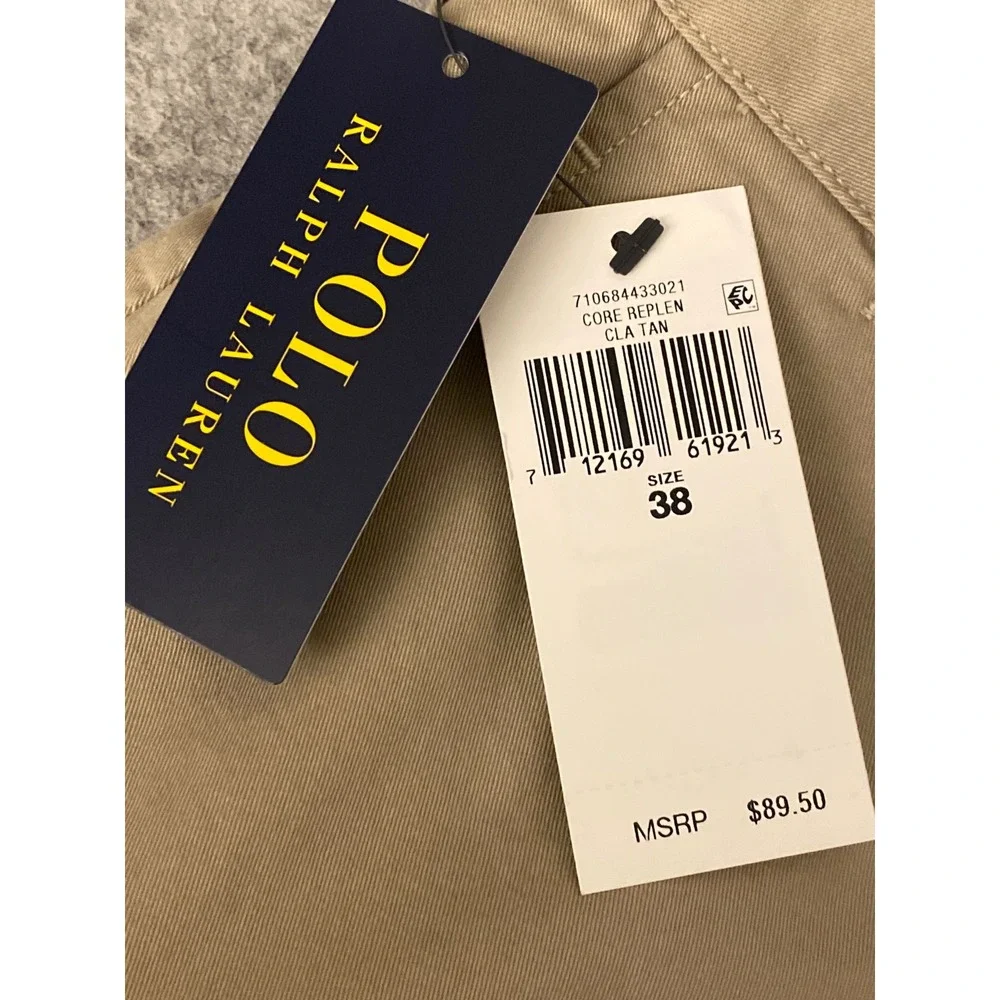 Polo Ralph Lauren Chino Shorts Tan Stretch Classic Fit Mens 38 NEW